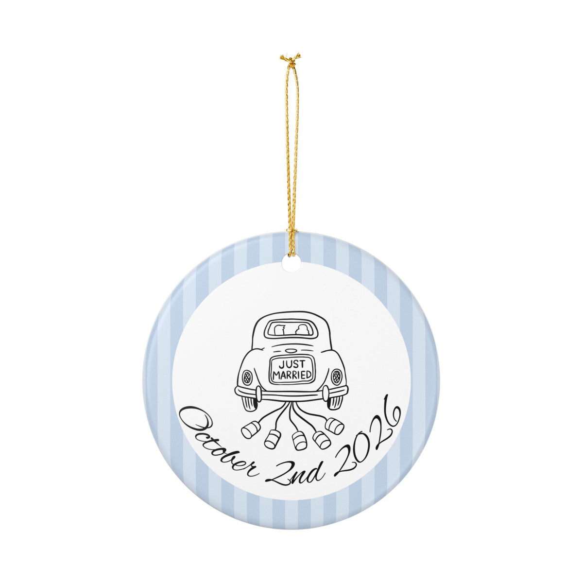 Just Married Getaway Car Ornament – Personalized Wedding Date