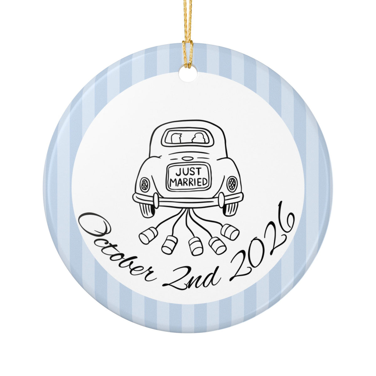 Just Married Getaway Car Ornament – Personalized Wedding Date