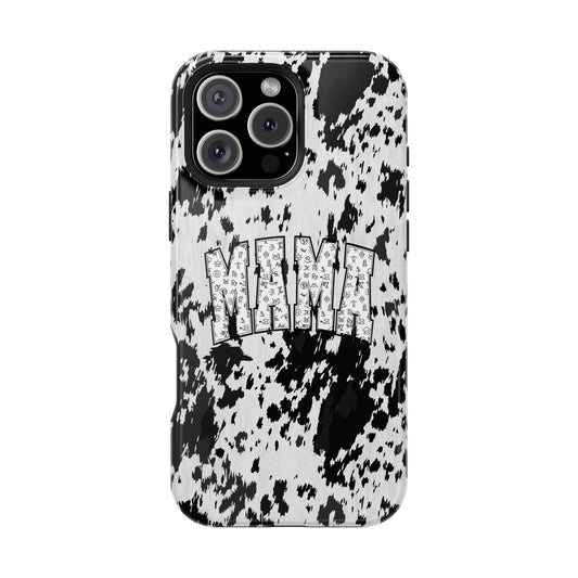 Cow Hide White Branded Mama MagSafe Compatible iPhone Case