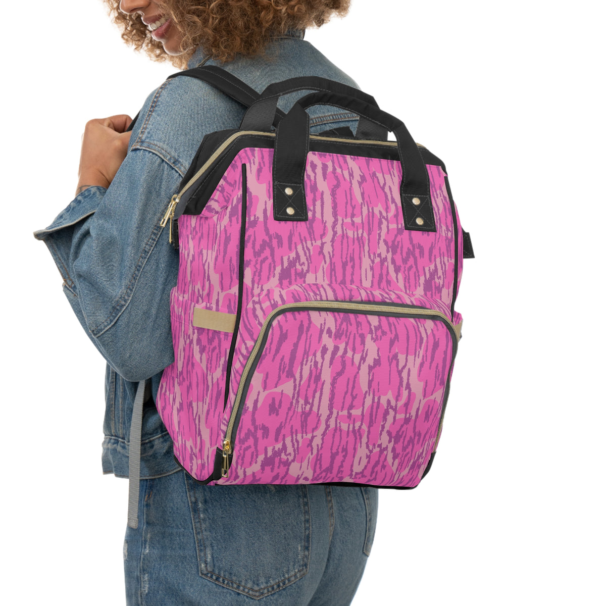 Pink Bottom Camo Multifunctional Diaper Backpack