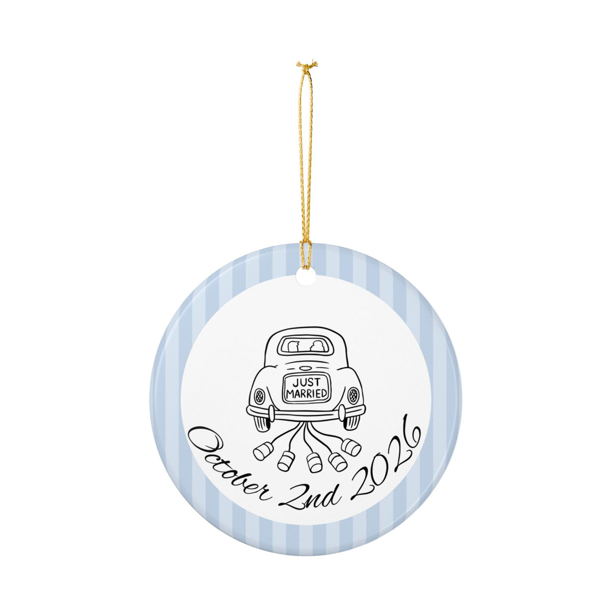 Just Married Getaway Car Ornament – Personalized Wedding Date