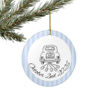 Just Married Getaway Car Ornament – Personalized Wedding Date