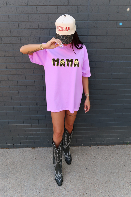 CHEETAH MAMA STAR TEE OR CREW