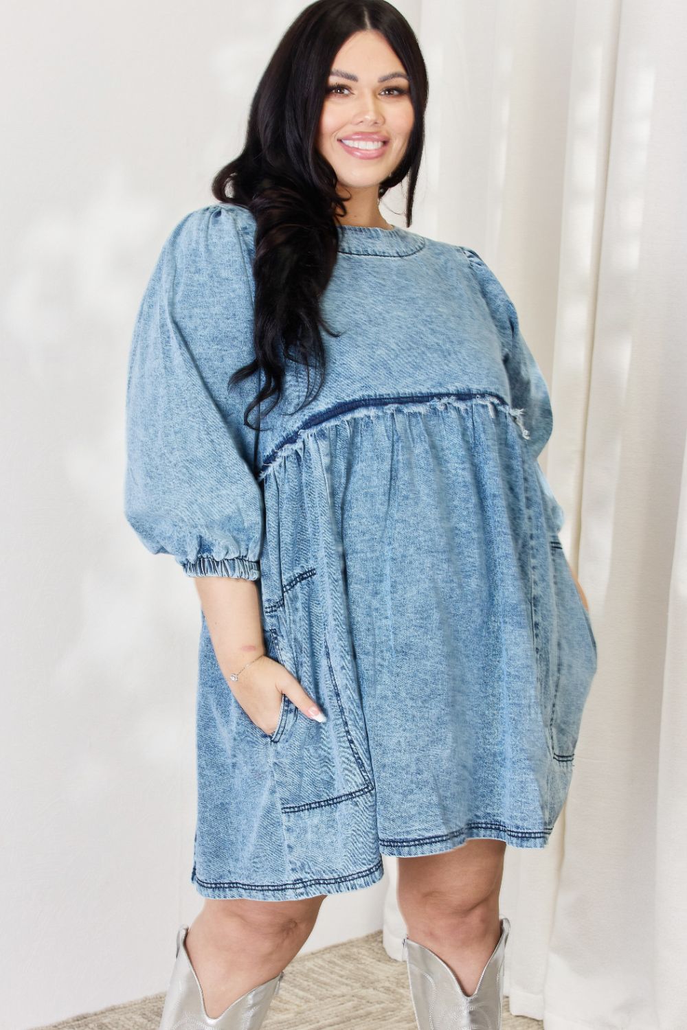 Heyson Oversized Denim Babydoll Dress