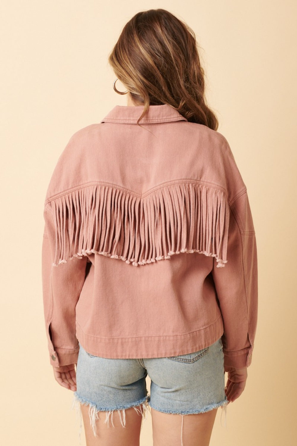 Fringe Detail Twill Jacket