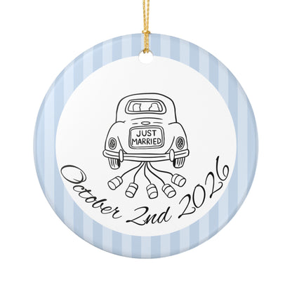 Just Married Getaway Car Ornament – Personalized Wedding Date