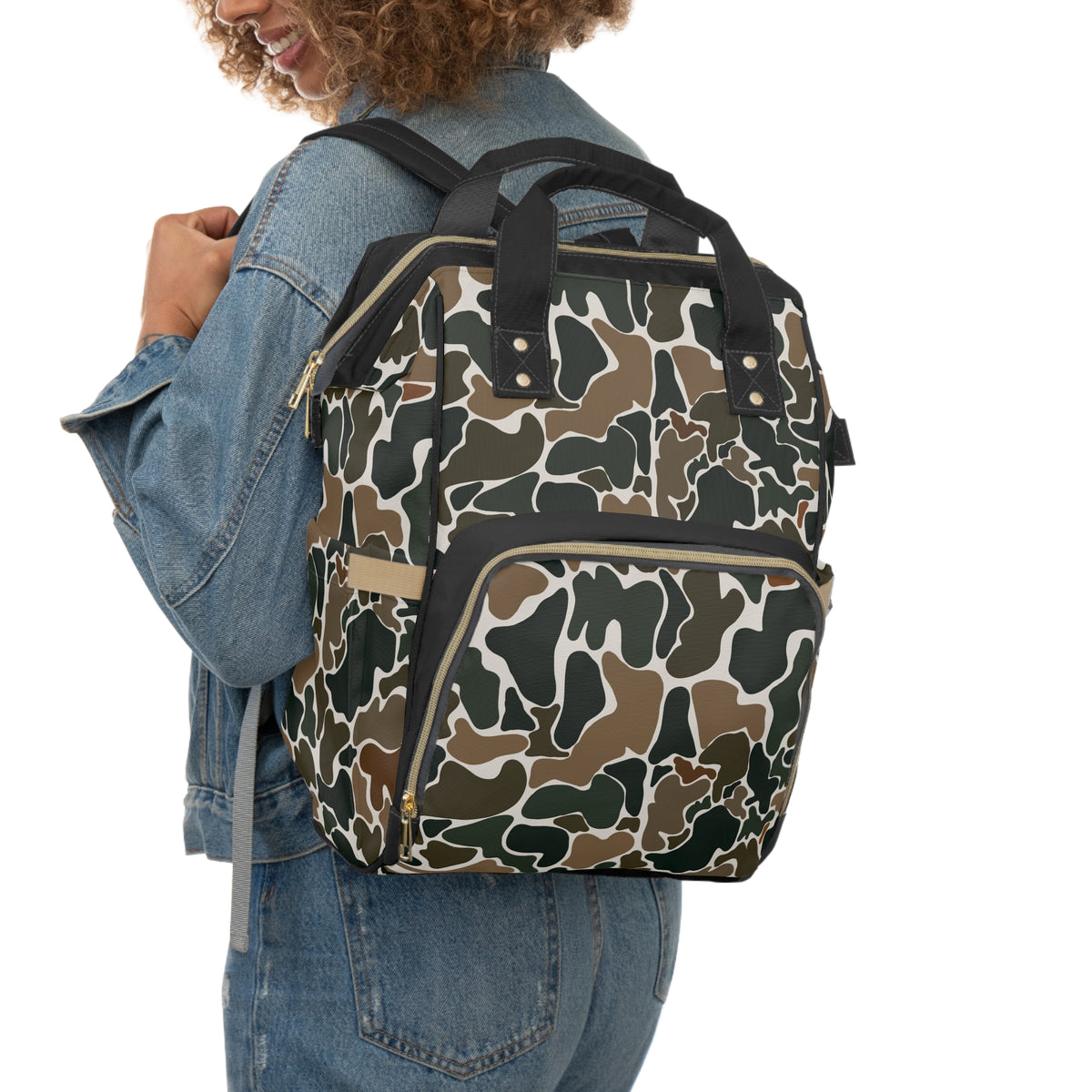 Trendy Retro Duck Camo Multifunctional Diaper Backpack