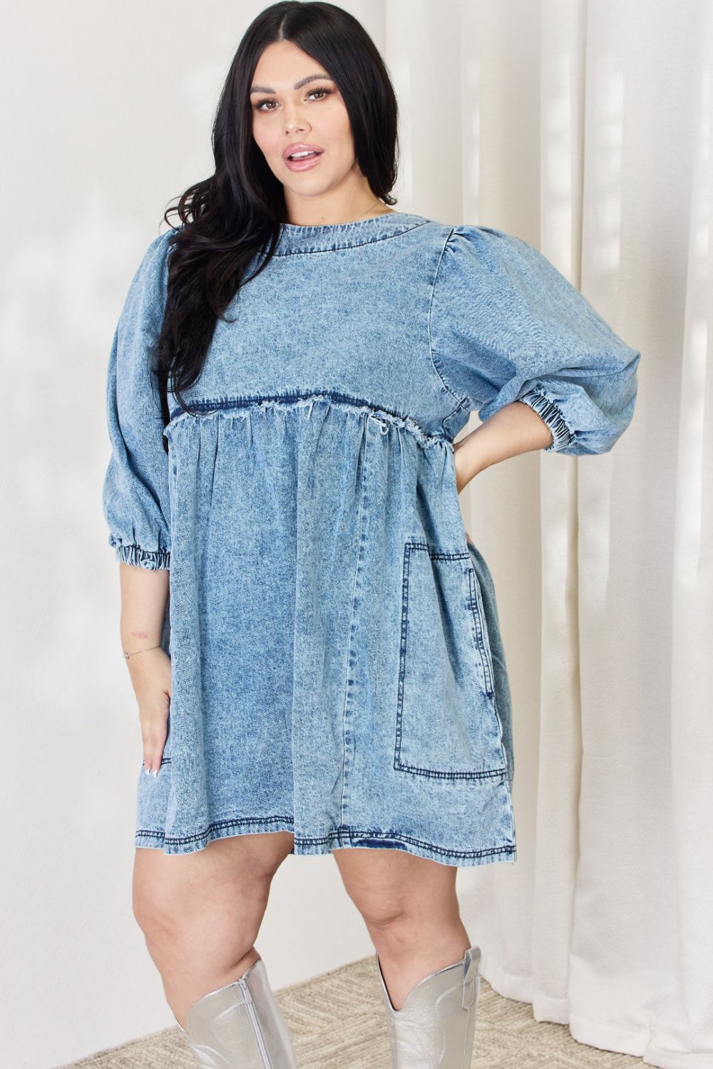 Heyson Oversized Denim Babydoll Dress