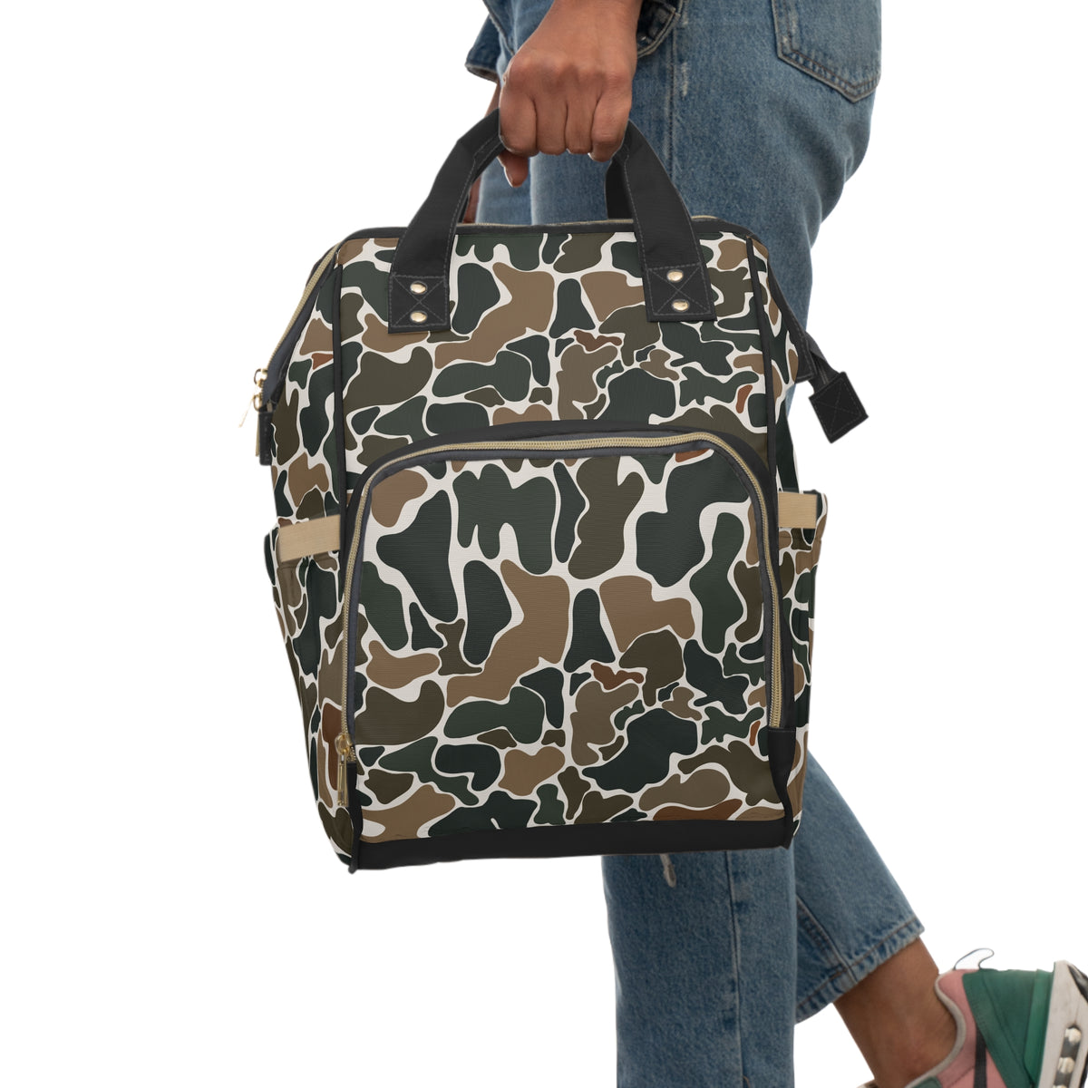 Trendy Retro Duck Camo Multifunctional Diaper Backpack