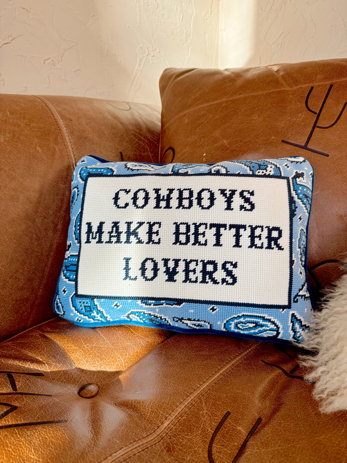 The Cowboys Make Better Lovers Embroidered Pillow