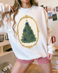 Vintage Christmas Tree Bow Crewneck Sweatshirt