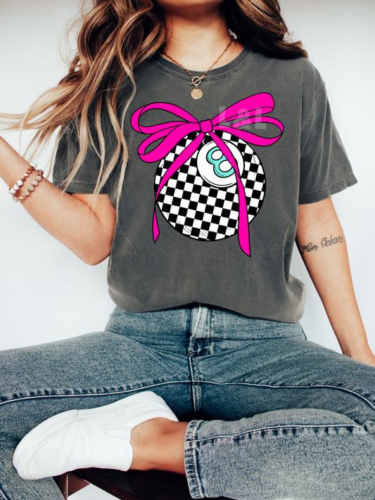 CHECKERED 8 BALL TEE OR CREW