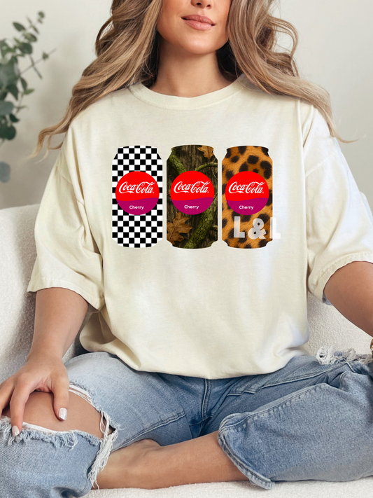 CHEERY COKE CANS TEE OR CREW
