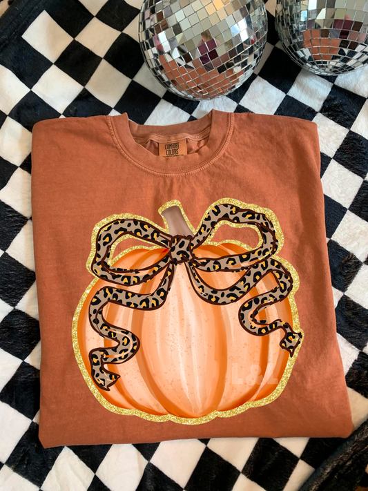CHEEETAH PUMPKIN TEE OR CREW
