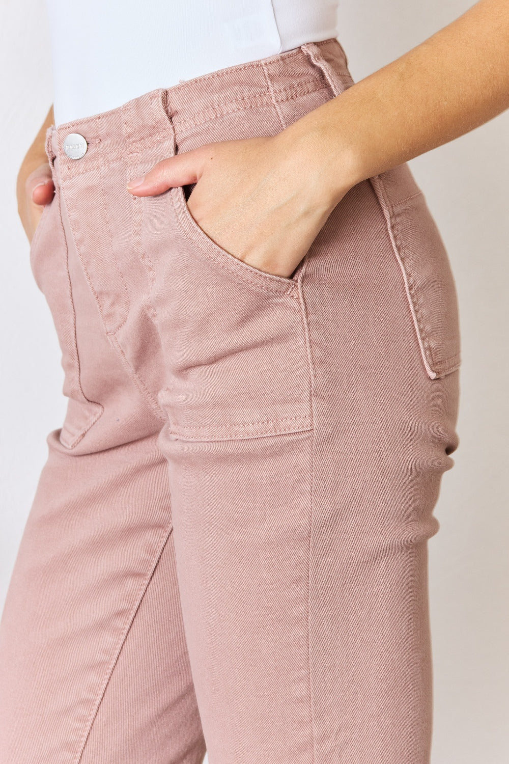 High Rise Ankle Flare Jeans in Mauve